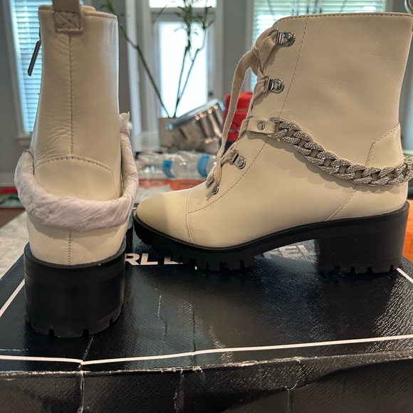 Karl Lagerfeld Chain Detail Combat Boots - Picture 3 of 10